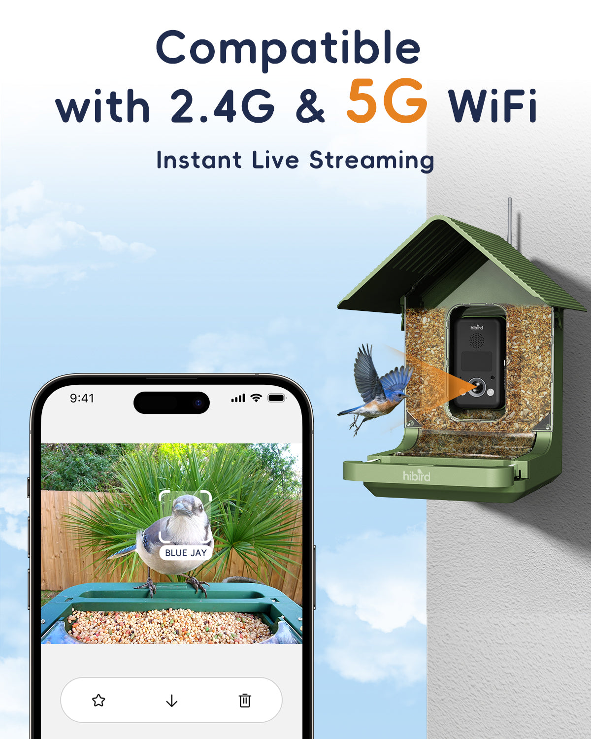 4K HD Bird Watching Camera with Feeder, 2.4G/5G WiFi, Live Streaming, AI Recognition, and Two-Way Audio for Enhanced Wildlife Observation & Monitoring and Bird Lovers