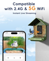 4K HD Bird Watching Camera with Feeder, 2.4G/5G WiFi, Live Streaming, AI Recognition, and Two-Way Audio for Enhanced Wildlife Observation & Monitoring and Bird Lovers